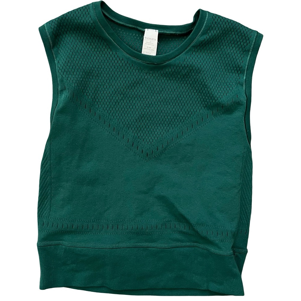 Athleta Pavana Crop Tank Emerald Green Workout Top S/M - Picture 3 of 5